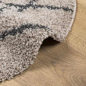 Shaggy Teppich Pamplona Beige Anthrazit Ø 120cm