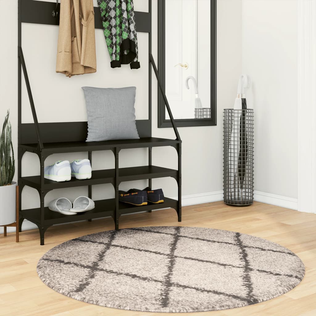 Shaggy Teppich Pamplona Beige Anthrazit Ø 120cm