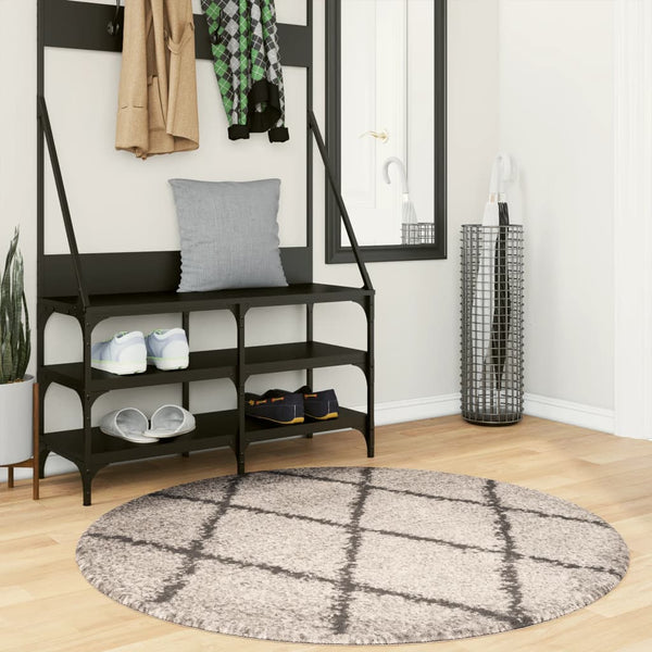 Shaggy Teppich Pamplona Beige Anthrazit Ø 120cm