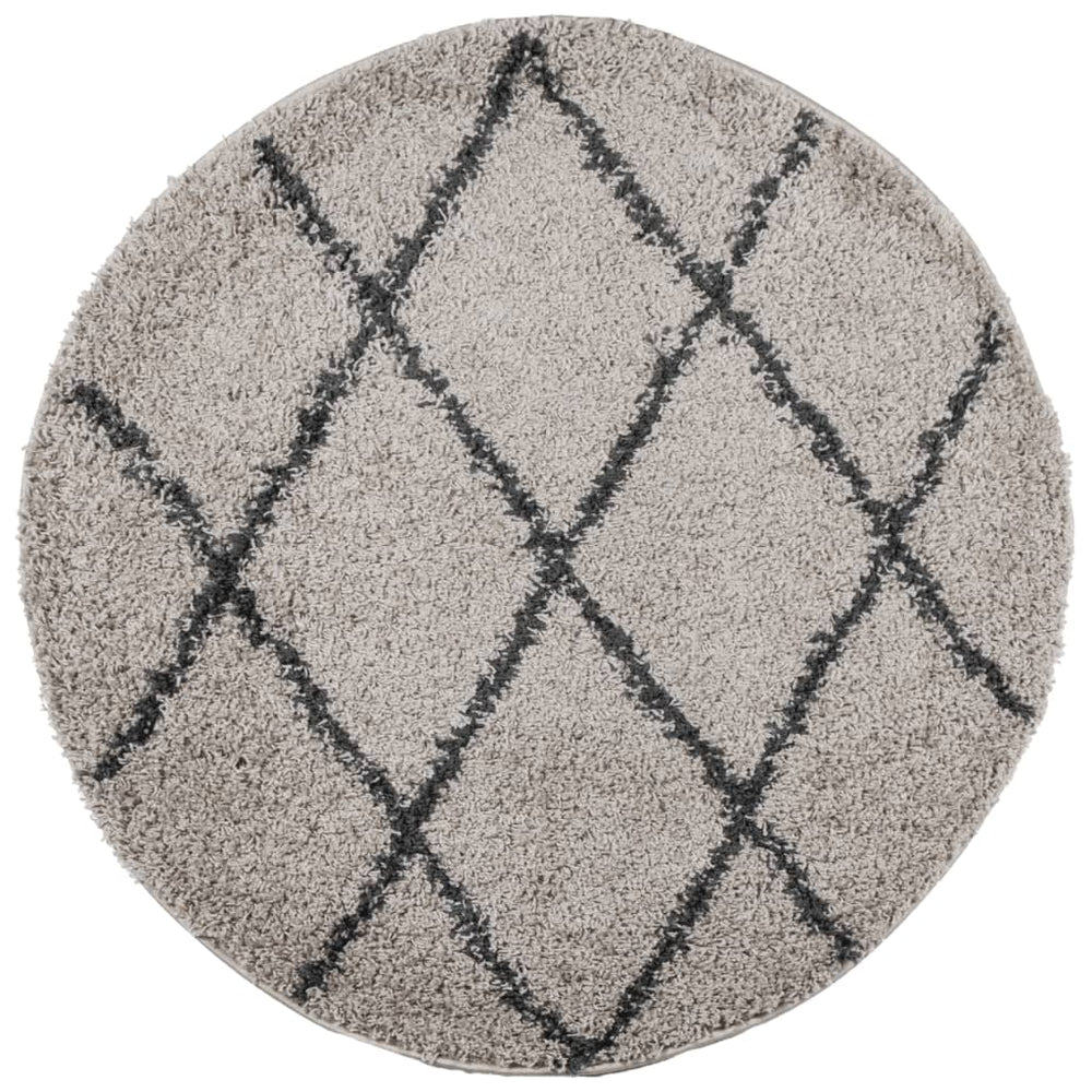 Runder Shaggy Teppich Beige Anthrazit Ø 280cm
