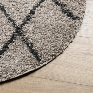 Runder Shaggy Teppich Beige Anthrazit Ø 280cm
