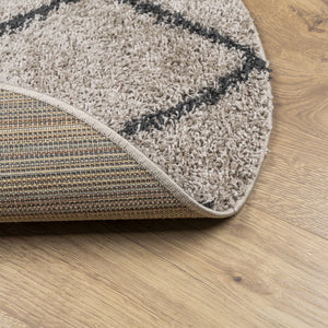 Runder Shaggy Teppich Beige Anthrazit Ø 280cm
