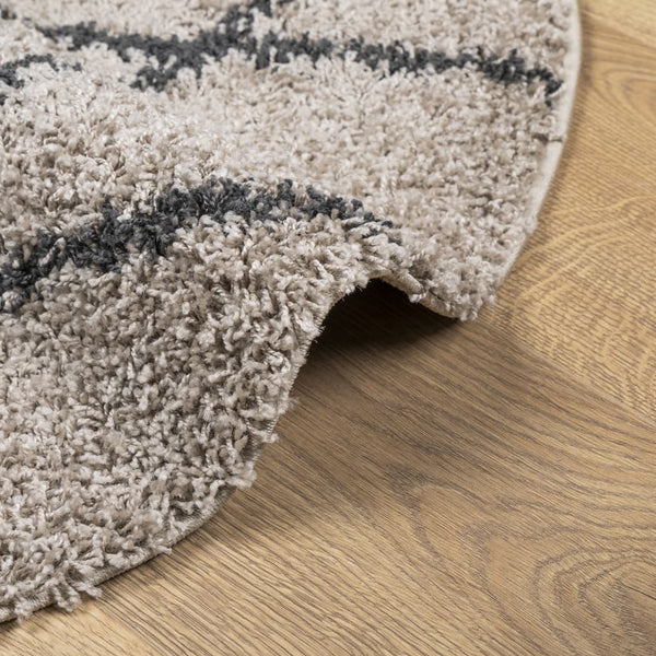 Runder Shaggy Teppich Beige Anthrazit Ø 280cm