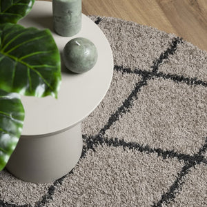 Runder Shaggy Teppich Beige Anthrazit Ø 280cm