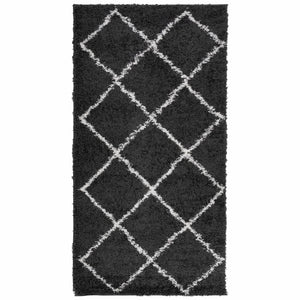 Shaggy Teppich Schwarz Creme 80x150 cm