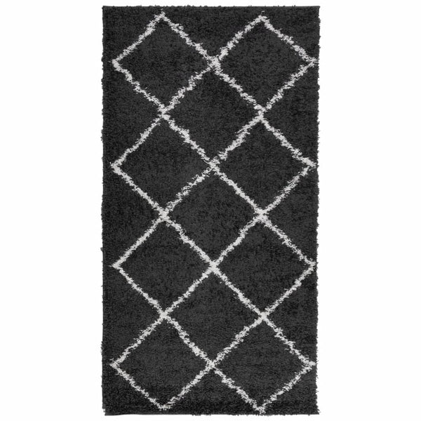 Shaggy Teppich Schwarz Creme 80x150 cm