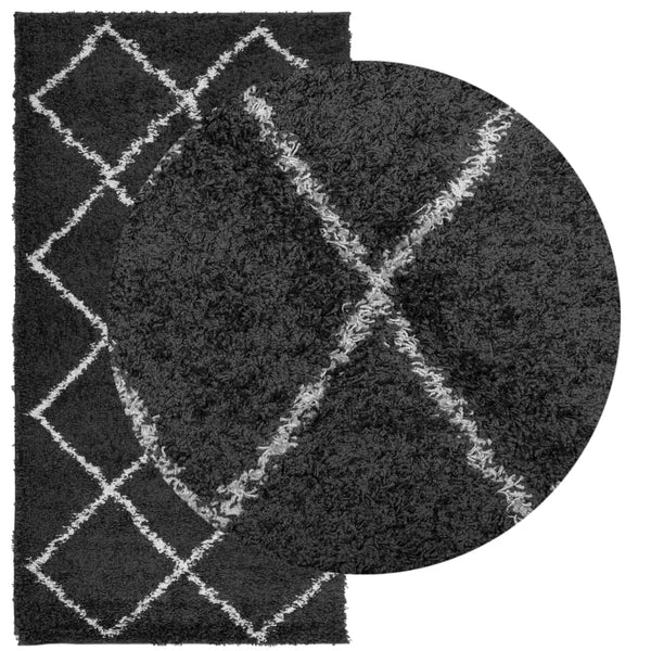 Shaggy Teppich Schwarz Creme 80x150 cm