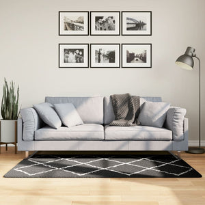 Shaggy Teppich Schwarz Creme 80x150 cm