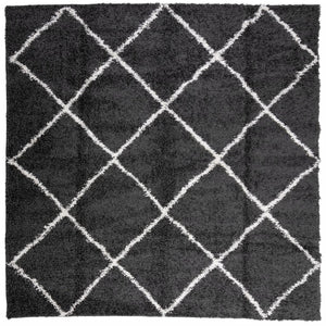 Shaggy Teppich Schwarz Creme 120x120 cm