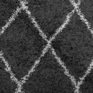Shaggy Teppich Schwarz Creme 120x120 cm