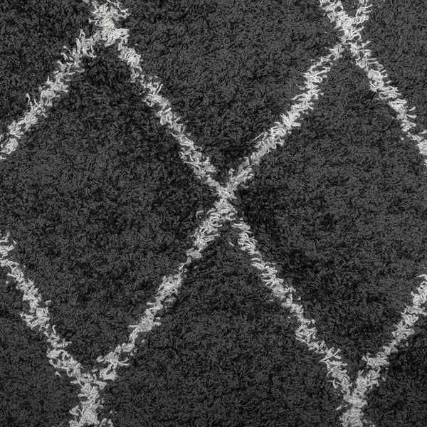 Shaggy Teppich Schwarz Creme 120x120 cm