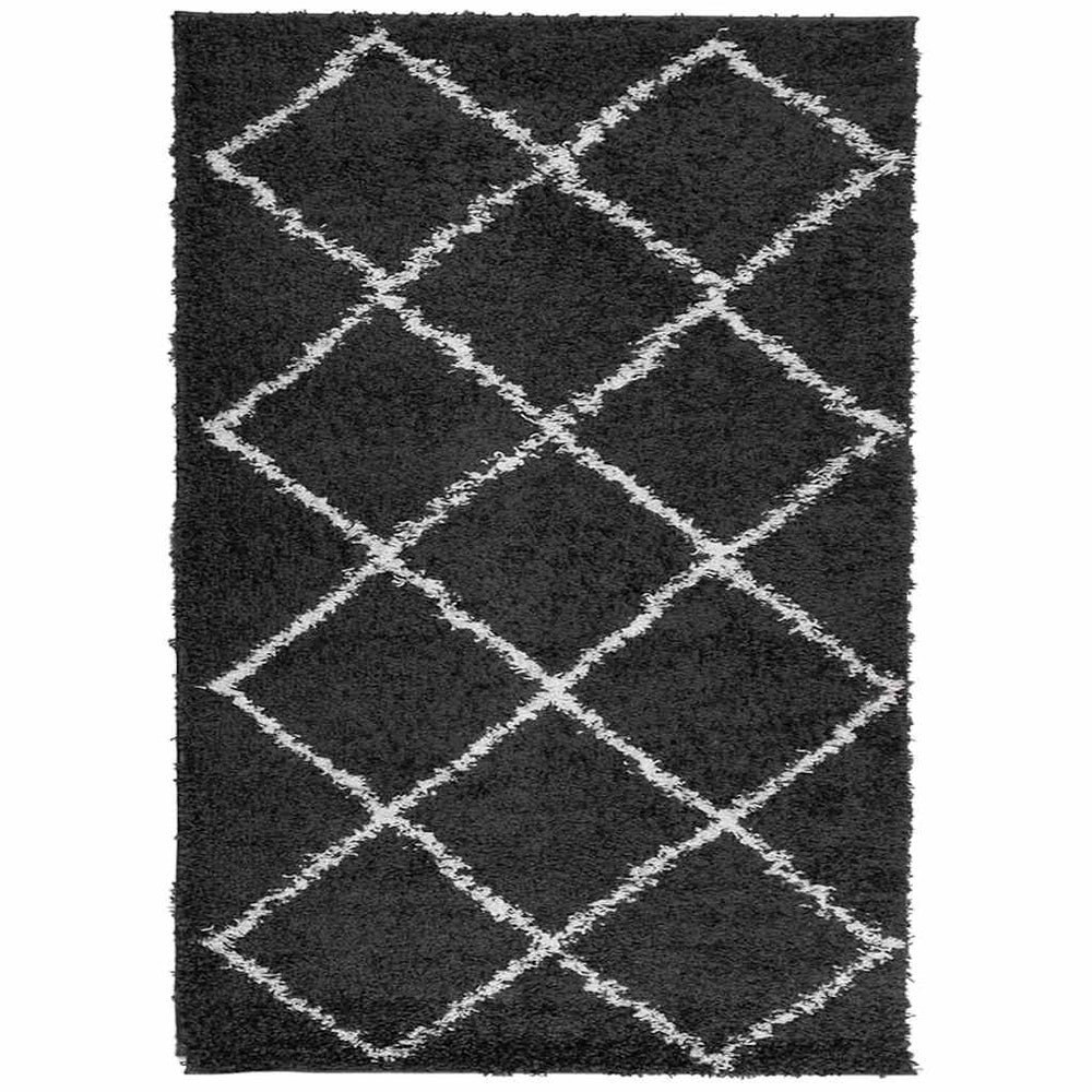 Shaggy Teppich Schwarz Creme 140x200cm