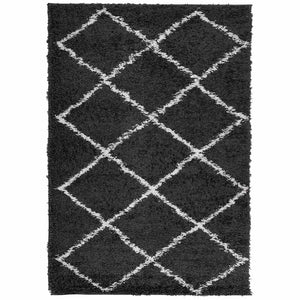 Shaggy Teppich Schwarz Creme 140x200cm