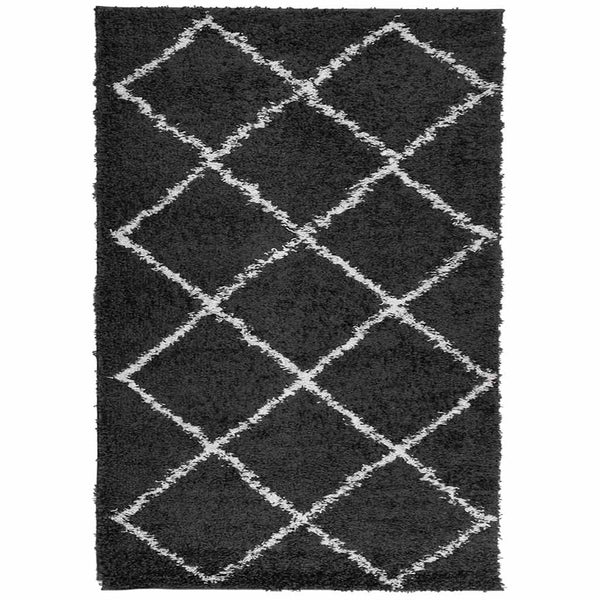 Shaggy Teppich Schwarz Creme 140x200cm