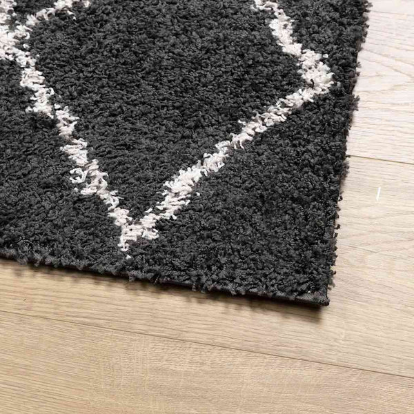 Shaggy Teppich Schwarz Creme 140x200cm