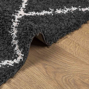 Shaggy Teppich Schwarz Creme 140x200cm