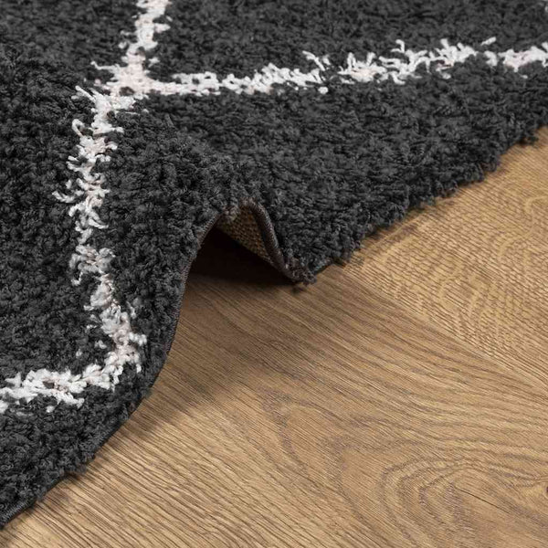 Shaggy Teppich Schwarz Creme 140x200cm