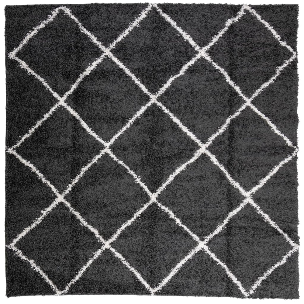Shaggy Teppich Schwarz Creme 160x160 cm
