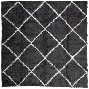 Shaggy Teppich Schwarz Creme 160x160 cm