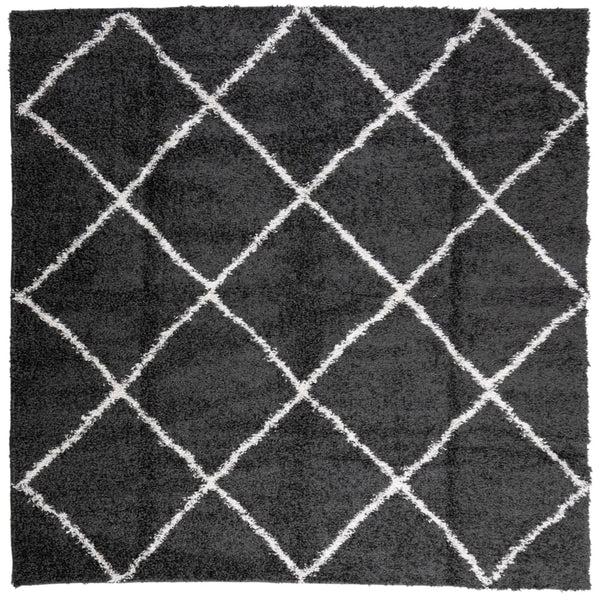 Shaggy Teppich Schwarz Creme 160x160 cm