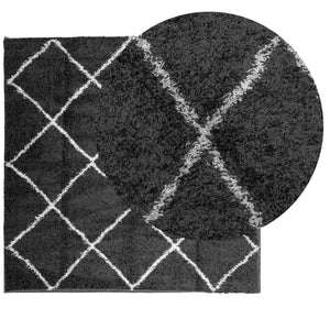 Shaggy Teppich Schwarz Creme 160x160 cm