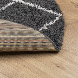 Shaggy Teppich Schwarz Creme Ø 80cm