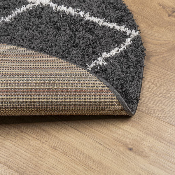 Shaggy Teppich Schwarz Creme Ø 80cm