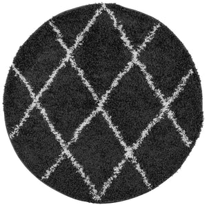 Shaggy Teppich Schwarz Creme Ø 240cm