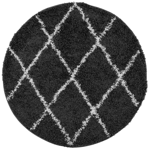 Shaggy Teppich Schwarz Creme Ø 240cm