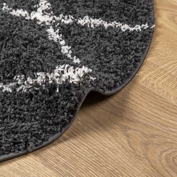 Shaggy Teppich Schwarz Creme Ø 240cm
