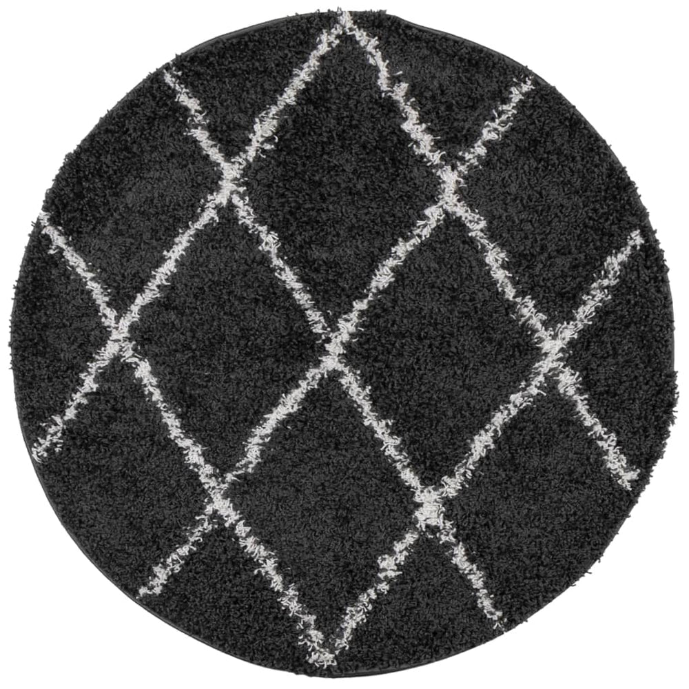 Shaggy Teppich Schwarz Creme Ø 280cm