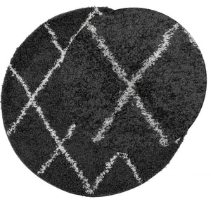 Shaggy Teppich Schwarz Creme Ø 280cm
