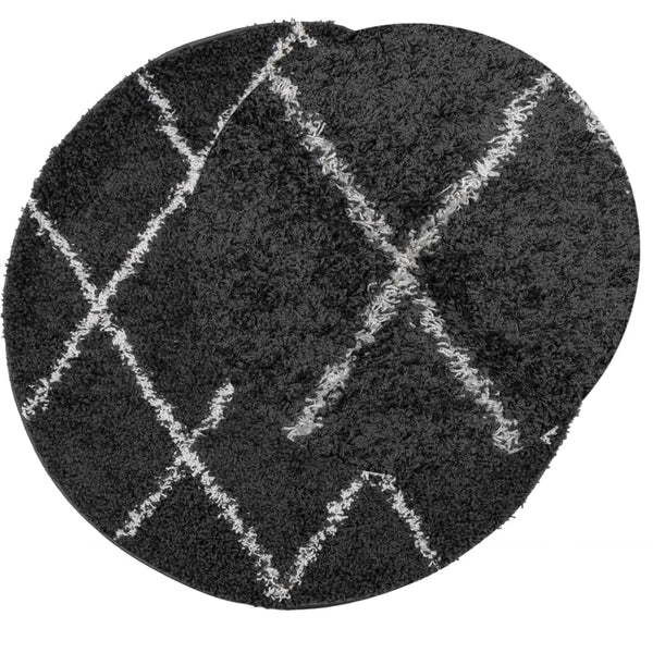 Shaggy Teppich Schwarz Creme Ø 280cm