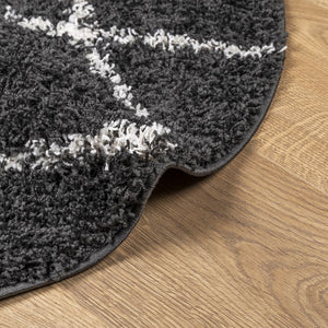Shaggy Teppich Schwarz Creme Ø 280cm