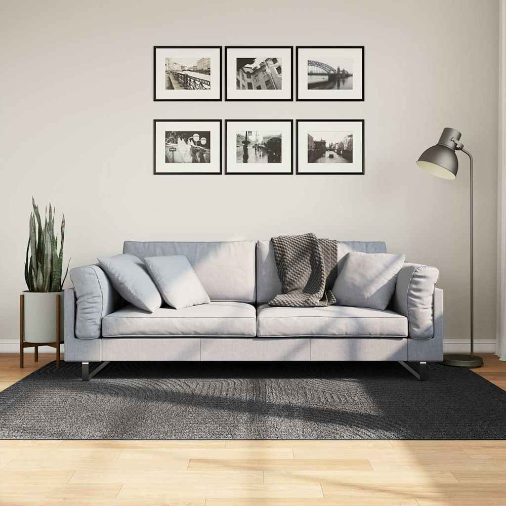 vidaXL Tapis IZA à poils courts style scandinave anthracite 140x200 cm