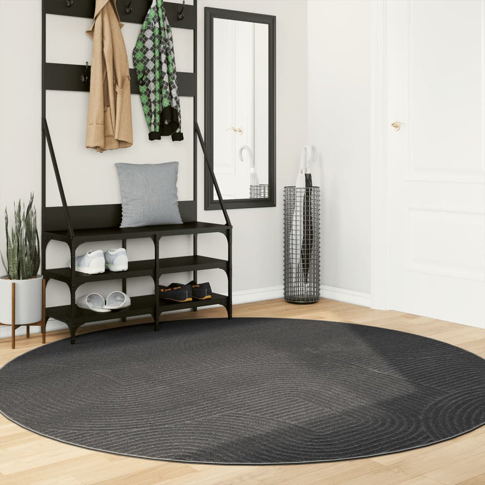 Anthrazit Teppich Kurzflor Skandi Ø 200cm