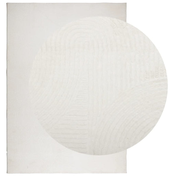 Creme Teppich Kurzflor Skandinavisch 120x170 cm