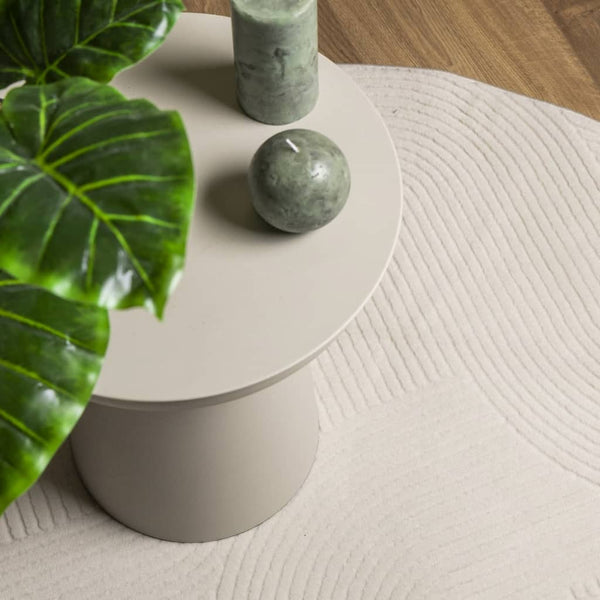 Creme Teppich IZA Kurzflor Ø 80cm