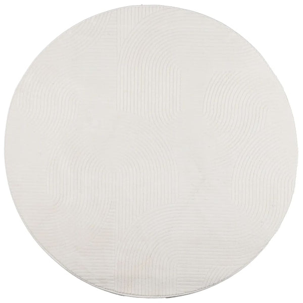 Creme Teppich Kurzflor Ø 100cm