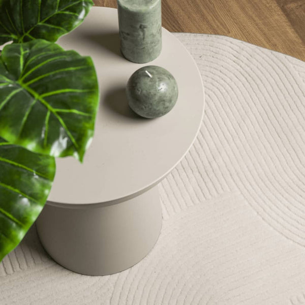 Creme Teppich Kurzflor Ø 100cm