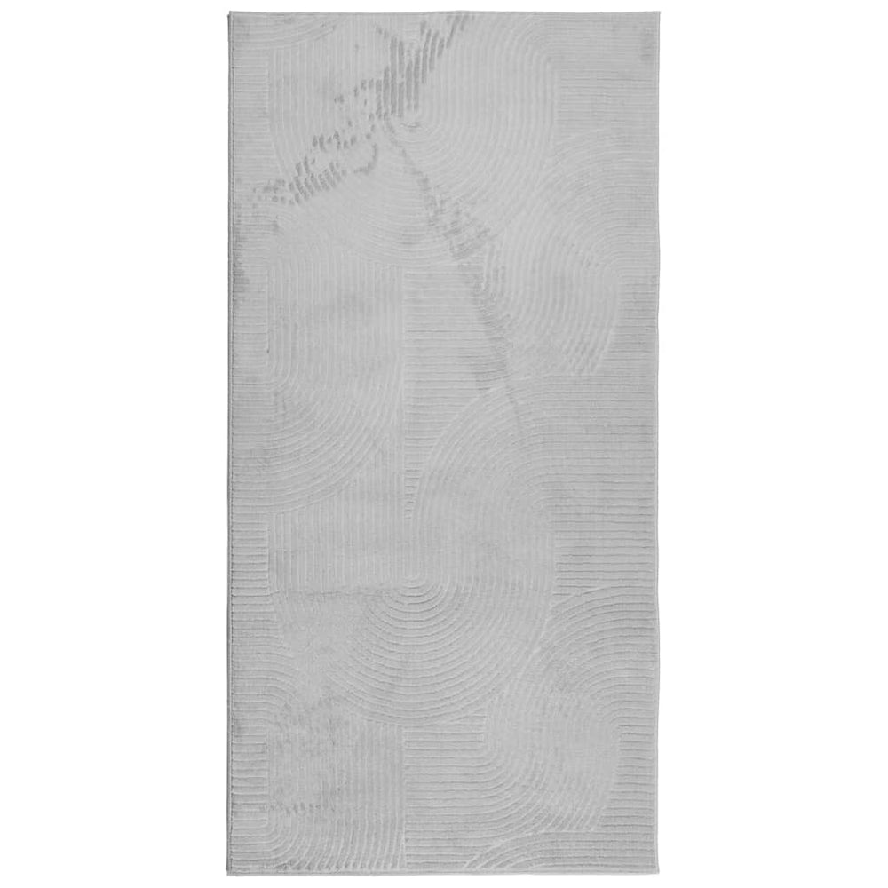 Grauer Kurzflor Teppich 100x200 cm