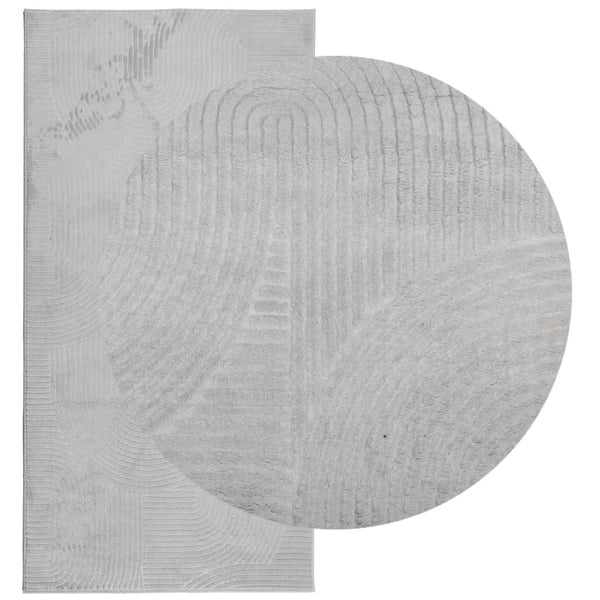 Grauer Kurzflor Teppich 100x200 cm