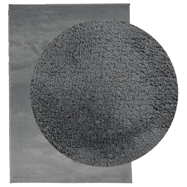 Anthrazit Kurzflor Teppich 160x230 cm