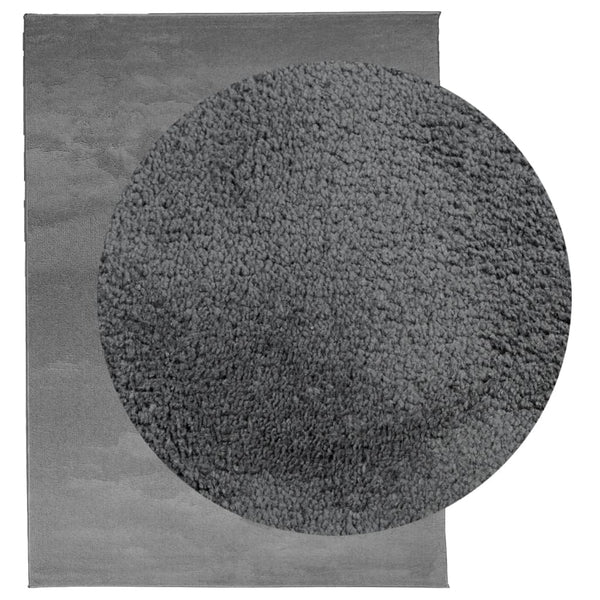 Anthrazit Kurzflor Teppich 240x340 cm