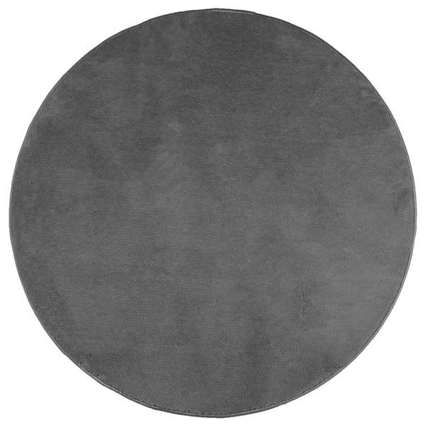 Anthrazit Kurzflor Teppich OVIEDO Ø 120cm