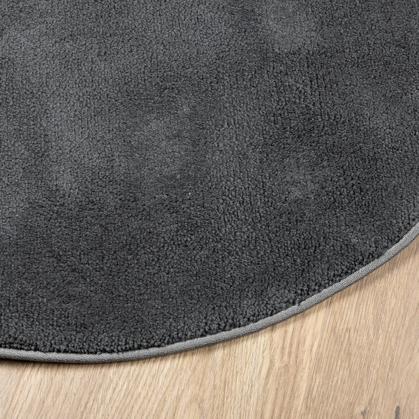 Anthrazit Kurzflor Teppich OVIEDO Ø 120cm