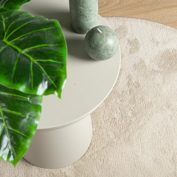 Beiger Kurzflor Teppich OVIEDO Ø 120cm