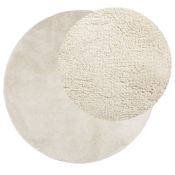 vidaXL Tapis OVIEDO Poils courts Beige Ø 200 cm