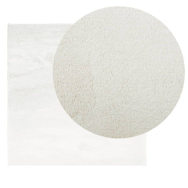 Creme Kurzflor Teppich 120x120 cm