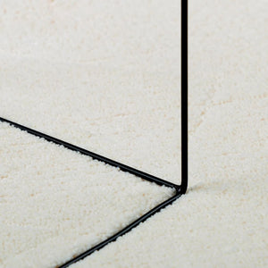 Creme Kurzflor Teppich 120x120 cm